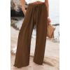 imageCHARTOU Women Elastic Waist Pants Wide Leg Sweatpants Beach Palazzo Pants Loose Lightweight Summer Pants DrawstringCoffee