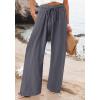 imageCHARTOU Women Elastic Waist Pants Wide Leg Sweatpants Beach Palazzo Pants Loose Lightweight Summer Pants DrawstringDark Grey