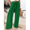 imageCHARTOU Women Elastic Waist Pants Wide Leg Sweatpants Beach Palazzo Pants Loose Lightweight Summer Pants DrawstringGreen