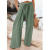 imageCHARTOU Women Elastic Waist Pants Wide Leg Sweatpants Beach Palazzo Pants Loose Lightweight Summer Pants DrawstringLight Green