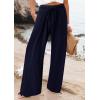 imageCHARTOU Women Elastic Waist Pants Wide Leg Sweatpants Beach Palazzo Pants Loose Lightweight Summer Pants DrawstringNavyblue
