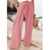 imageCHARTOU Women Elastic Waist Pants Wide Leg Sweatpants Beach Palazzo Pants Loose Lightweight Summer Pants DrawstringPeach
