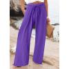 imageCHARTOU Women Elastic Waist Pants Wide Leg Sweatpants Beach Palazzo Pants Loose Lightweight Summer Pants DrawstringPurple