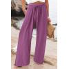 imageCHARTOU Women Elastic Waist Pants Wide Leg Sweatpants Beach Palazzo Pants Loose Lightweight Summer Pants DrawstringViolet