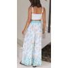 imageCHARTOU Womens Summer Drawstring High Waist Floral Print Flowy Palazzo Beach PantsWhite