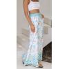 imageCHARTOU Womens Summer Drawstring High Waist Floral Print Flowy Palazzo Beach PantsWhite