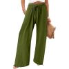 imageCHARTOU Women Elastic Waist Pants Wide Leg Sweatpants Beach Palazzo Pants Loose Lightweight Summer Pants DrawstringArmy Green