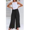 imageCHARTOU Summer Casual Wide Leg Linen Pants for Women Palazzo Pants Flowy Beach Pants Boho Tie Knot SweatpantsBlack