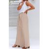 imageCHARTOU Summer Casual Wide Leg Linen Pants for Women Palazzo Pants Flowy Beach Pants Boho Tie Knot SweatpantsKhaki