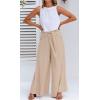 imageCHARTOU Summer Casual Wide Leg Linen Pants for Women Palazzo Pants Flowy Beach Pants Boho Tie Knot SweatpantsKhaki