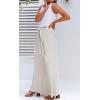 imageCHARTOU Summer Casual Wide Leg Linen Pants for Women Palazzo Pants Flowy Beach Pants Boho Tie Knot SweatpantsOffwhite