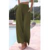 imageCHARTOU Summer Palazzo Pants for Women Wide Leg Linen Pants Casual Beach Cover Up Pants Drawstring Lounge PantsArmy Green