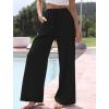 imageCHARTOU Summer Palazzo Pants for Women Wide Leg Linen Pants Casual Beach Cover Up Pants Drawstring Lounge PantsBlack