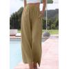 imageCHARTOU Summer Palazzo Pants for Women Wide Leg Linen Pants Casual Beach Cover Up Pants Drawstring Lounge PantsCamel