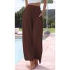 imageCHARTOU Summer Palazzo Pants for Women Wide Leg Linen Pants Casual Beach Cover Up Pants Drawstring Lounge PantsCoffee