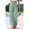 imageCHARTOU Summer Palazzo Pants for Women Wide Leg Linen Pants Casual Beach Cover Up Pants Drawstring Lounge PantsLight Green