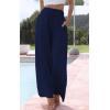 imageCHARTOU Summer Palazzo Pants for Women Wide Leg Linen Pants Casual Beach Cover Up Pants Drawstring Lounge PantsNavy