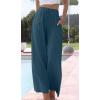imageCHARTOU Summer Palazzo Pants for Women Wide Leg Linen Pants Casual Beach Cover Up Pants Drawstring Lounge PantsNavyblue