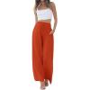 imageCHARTOU Summer Palazzo Pants for Women Wide Leg Linen Pants Casual Beach Cover Up Pants Drawstring Lounge PantsOrange