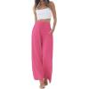 imageCHARTOU Summer Palazzo Pants for Women Wide Leg Linen Pants Casual Beach Cover Up Pants Drawstring Lounge PantsPink