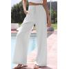 imageCHARTOU Summer Palazzo Pants for Women Wide Leg Linen Pants Casual Beach Cover Up Pants Drawstring Lounge PantsWhite