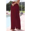 imageCHARTOU Summer Palazzo Pants for Women Wide Leg Linen Pants Casual Beach Cover Up Pants Drawstring Lounge PantsWine Red