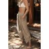imageCHARTOU Women Palazzo Pants Baggy Wide Leg Sweatpants Harem Pants Summer Elastic Waist Beach Flowy Lounge PantsCamel
