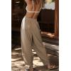 imageCHARTOU Women Palazzo Pants Baggy Wide Leg Sweatpants Harem Pants Summer Elastic Waist Beach Flowy Lounge PantsCamel