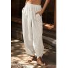 imageCHARTOU Women Palazzo Pants Baggy Wide Leg Sweatpants Harem Pants Summer Elastic Waist Beach Flowy Lounge PantsOffwhite