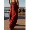 imageCHARTOU Women Palazzo Pants Baggy Wide Leg Sweatpants Harem Pants Summer Elastic Waist Beach Flowy Lounge PantsRed