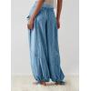 imageCHARTOU Womens Casual High Rise Wide Leg Palazzo Pants Baggy Elastic Waist Drawstring Beach Cargo PantsBlue