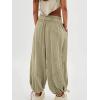 imageCHARTOU Womens Casual High Rise Wide Leg Palazzo Pants Baggy Elastic Waist Drawstring Beach Cargo PantsKhaki