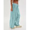 imageCHARTOU Womens Casual High Rise Wide Leg Palazzo Pants Baggy Elastic Waist Drawstring Beach Cargo PantsLight Blue