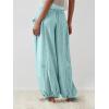 imageCHARTOU Womens Casual High Rise Wide Leg Palazzo Pants Baggy Elastic Waist Drawstring Beach Cargo PantsLight Blue