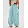 imageCHARTOU Womens Casual High Rise Wide Leg Palazzo Pants Baggy Elastic Waist Drawstring Beach Cargo PantsLight Blue