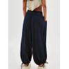 imageCHARTOU Womens Casual High Rise Wide Leg Palazzo Pants Baggy Elastic Waist Drawstring Beach Cargo PantsNavy