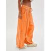 imageCHARTOU Womens Casual High Rise Wide Leg Palazzo Pants Baggy Elastic Waist Drawstring Beach Cargo PantsOrange