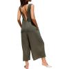 imageCHARTOU Womens Casual Sleeveless Wide Leg Pant Jumpsuit Backless Ruffle Beach Palazzo Tank RomperArmy Green