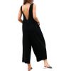 imageCHARTOU Womens Casual Sleeveless Wide Leg Pant Jumpsuit Backless Ruffle Beach Palazzo Tank RomperBlack