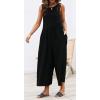 imageCHARTOU Womens Casual Sleeveless Wide Leg Pant Jumpsuit Backless Ruffle Beach Palazzo Tank RomperBlack