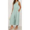 imageCHARTOU Womens Casual Sleeveless Wide Leg Pant Jumpsuit Backless Ruffle Beach Palazzo Tank RomperLight Blue