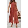 imageCHARTOU Womens Casual Sleeveless Wide Leg Pant Jumpsuit Backless Ruffle Beach Palazzo Tank RomperRed