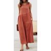 imageCHARTOU Womens Casual Sleeveless Wide Leg Pant Jumpsuit Backless Ruffle Beach Palazzo Tank RomperRed