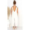 imageCHARTOU Womens Casual Sleeveless Wide Leg Pant Jumpsuit Backless Ruffle Beach Palazzo Tank RomperWhite