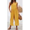 imageCHARTOU Womens Casual Sleeveless Wide Leg Pant Jumpsuit Backless Ruffle Beach Palazzo Tank RomperYellow