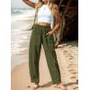 imageCHARTOU Womens Casual Thin Wide Leg Pants Baggy Elastic High Waisted Palazzo Pants Cargo Harem Beach PantsArmy Green