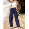 imageCHARTOU Womens Casual Thin Wide Leg Pants Baggy Elastic High Waisted Palazzo Pants Cargo Harem Beach PantsDark Blue