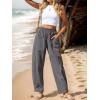 imageCHARTOU Womens Casual Thin Wide Leg Pants Baggy Elastic High Waisted Palazzo Pants Cargo Harem Beach PantsGrey