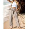 imageCHARTOU Womens Casual Thin Wide Leg Pants Baggy Elastic High Waisted Palazzo Pants Cargo Harem Beach PantsKhaki