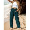 imageCHARTOU Womens Casual Thin Wide Leg Pants Baggy Elastic High Waisted Palazzo Pants Cargo Harem Beach PantsPeacock Green